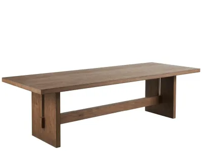 Modern Solid Wood Dining Table – 108-Inch Medium Brown Finish