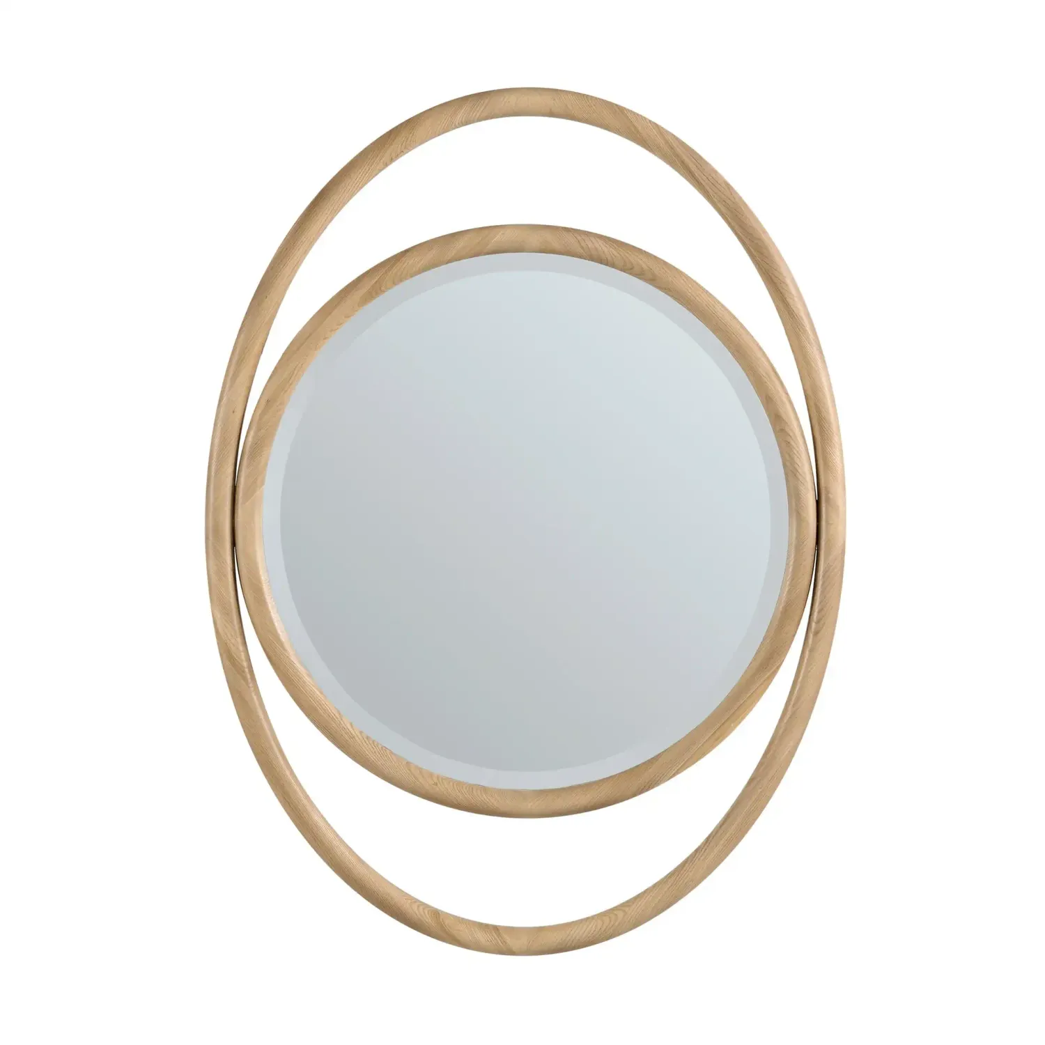 28-in x 38-in Wood Framed Oval Wall Mirror, Color:: Natural