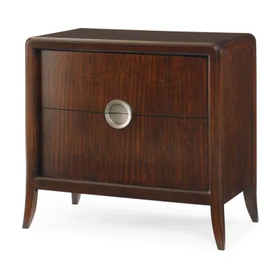 Dark Brown Nightstand with Rounded Edges