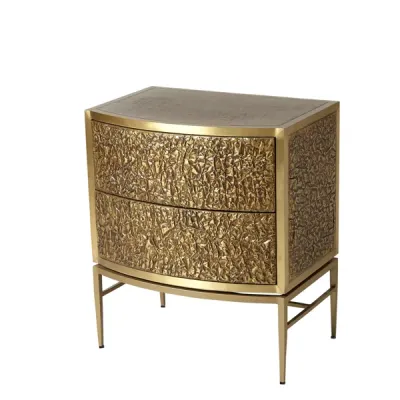 Crinkle Bedside Chest - Brass/Bronze