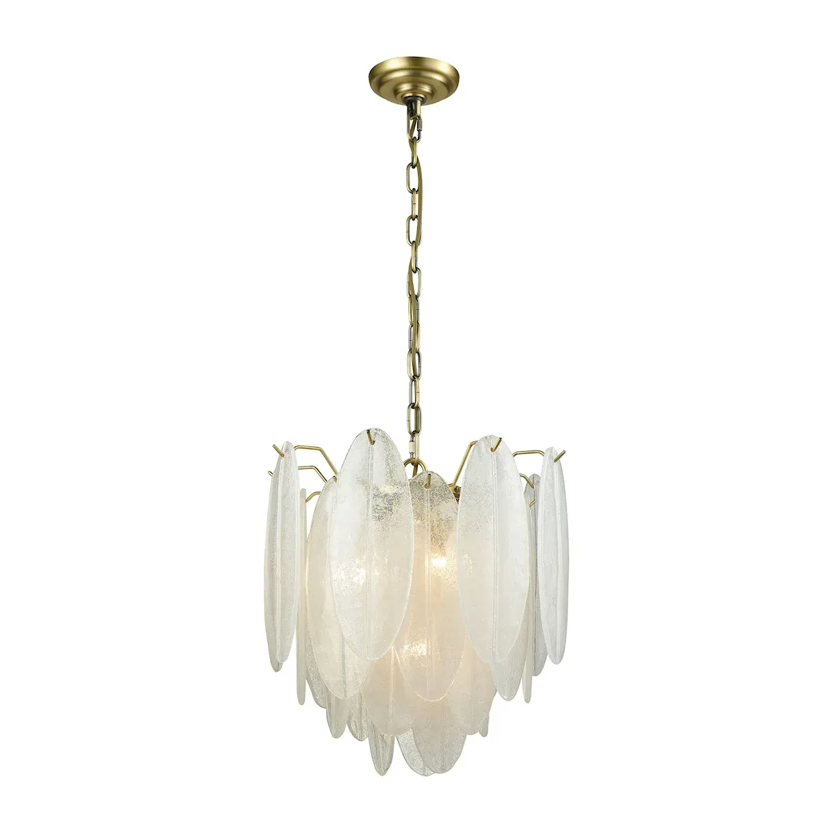 White frosted glass pendant light with gold hardware