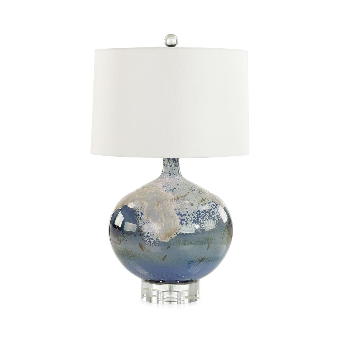 Aged White Blue Buffet Lamp