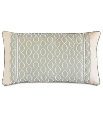Celadon Green Bed Pillow Sham with Geometric Trellis Embroidery