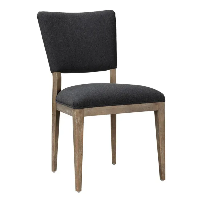 Contemporary Dark Gray Natural Wood Dining Side Chair