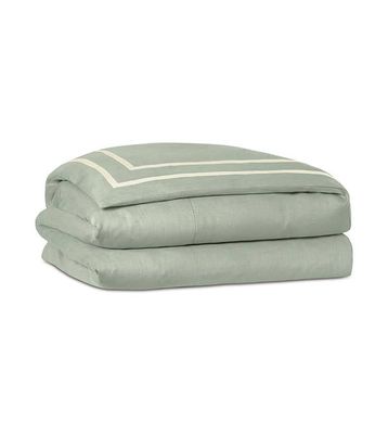 Mint Green King Size Duvet Cover with Fretwork Design