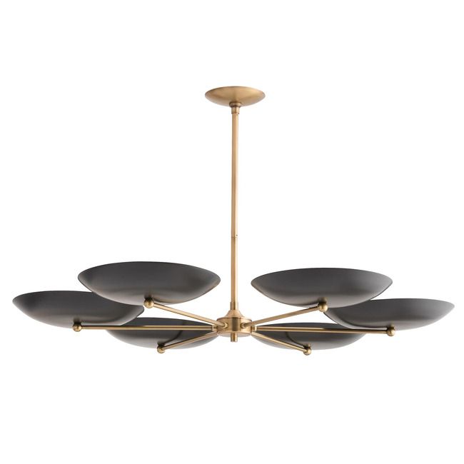 Sophisticated Black and Gold Chandelier for Dining Room with Upturned Shades