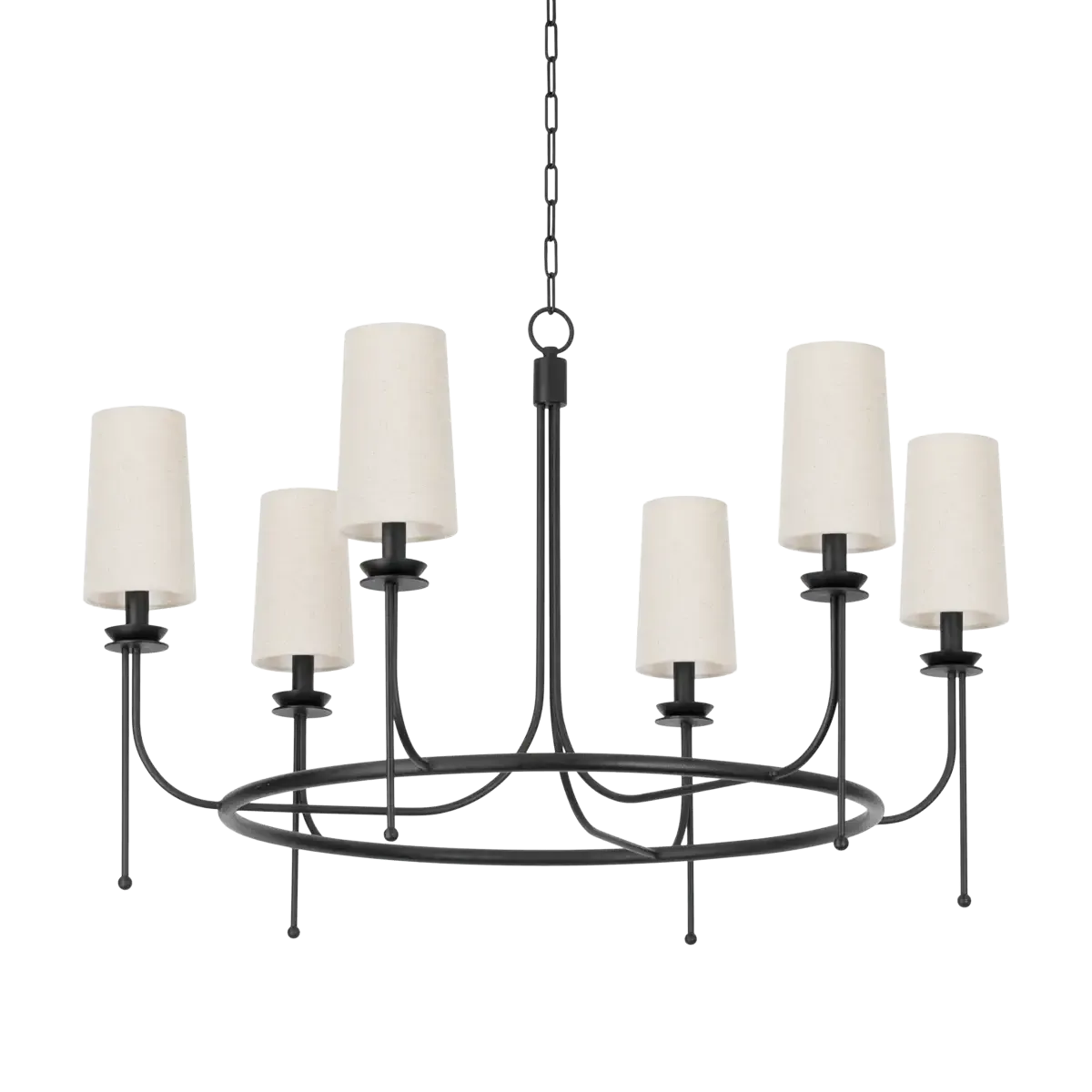 Modern 6-Light Forged Iron Chandelier