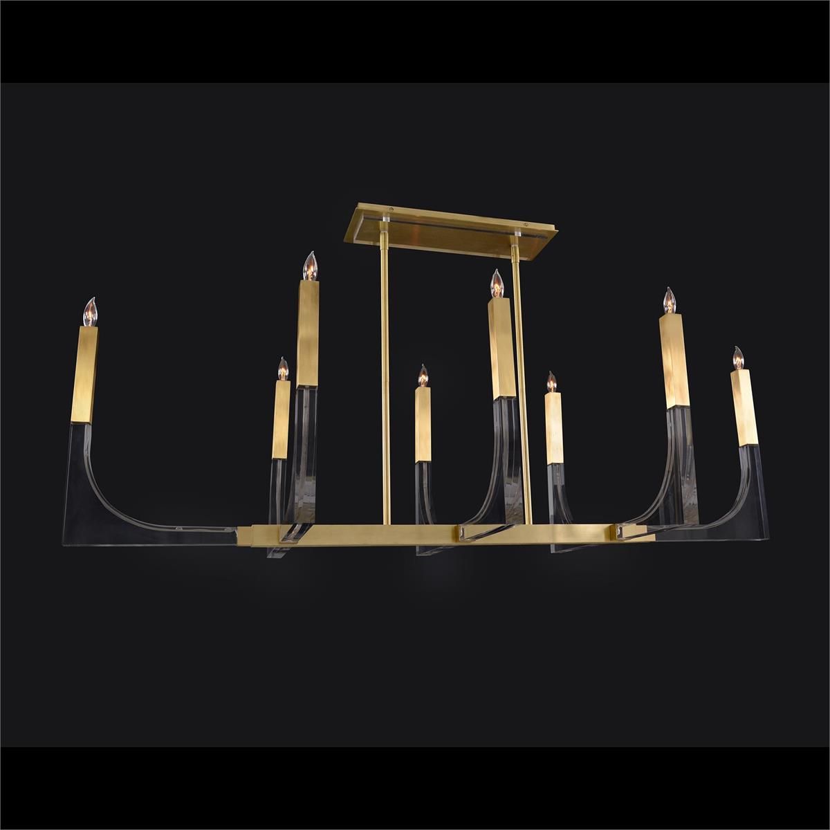 Modern acrylic and gold chandelier for kitchen island
