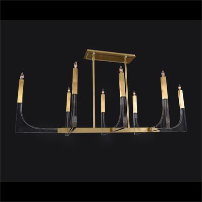 Modern acrylic and gold chandelier for kitchen island