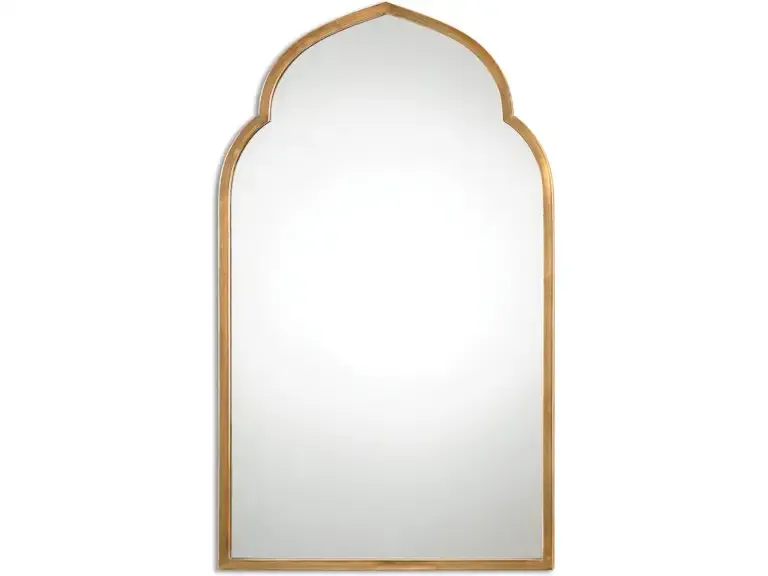 Gold Arched Metal Wall Mirror