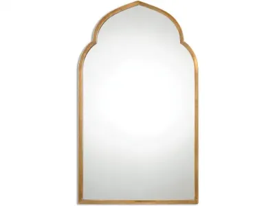 Gold Arched Metal Wall Mirror