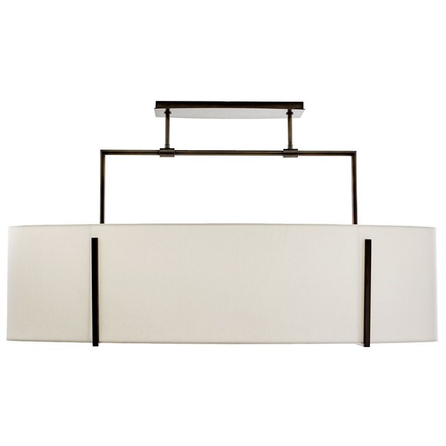 Modern White Linen Shade Linear Drum Chandelier