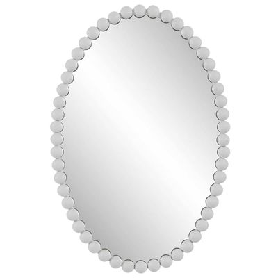 Oval Metal Framed Wall-Mounted Bathroom Vanity Mirror in White