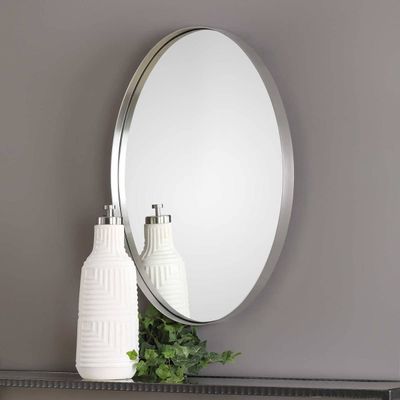 Brushed Nickel Oval Bathroom Mirror