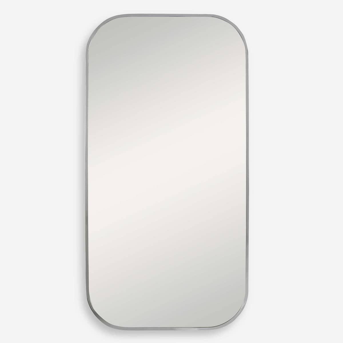 Large Polished Nickel Framed Bathroom Mirror