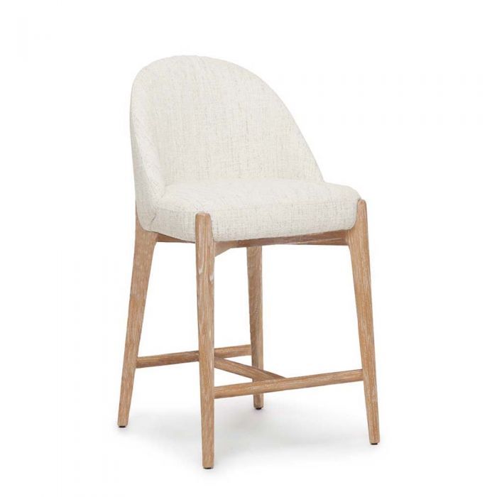 White Wash Wood Bar Stool with Back