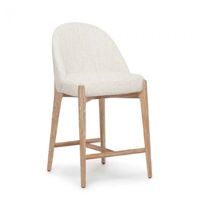 White Wash Wood Bar Stool with Back