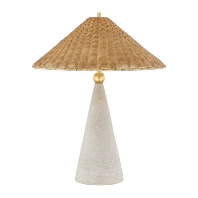 Decorative desk lamp with rattan shade