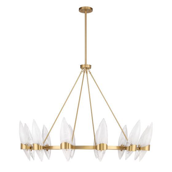 Glass Shade Wagon Wheel Chandelier