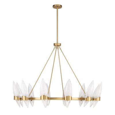 Glass Shade Wagon Wheel Chandelier