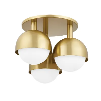 3 Light 19" Wide Flush Mount Globe Ceiling Fixture