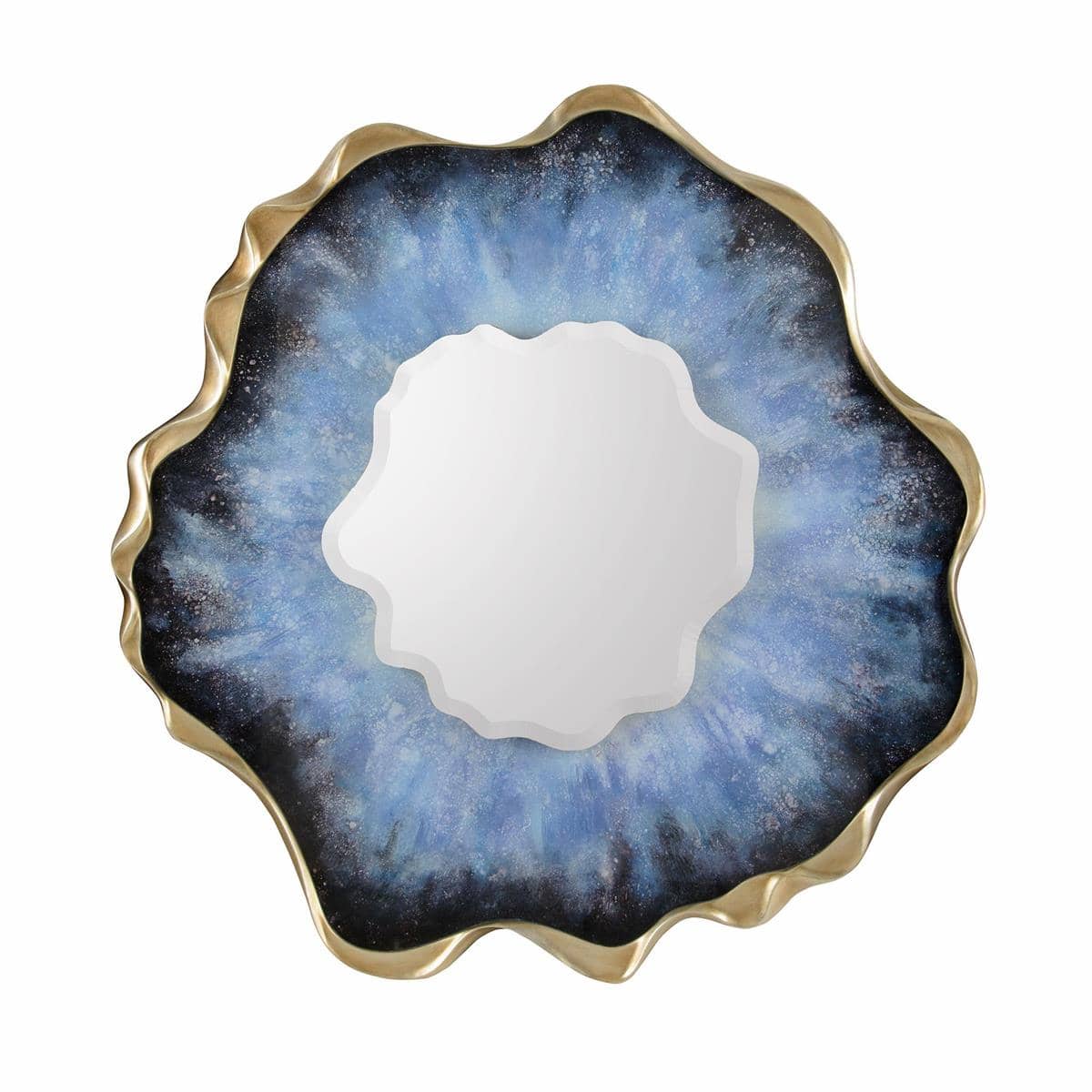 Blue Geode Mirror Wall Hanging in Entryway