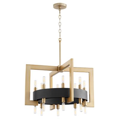 Modern Geometric Black and Gold Open Frame Chandelier
