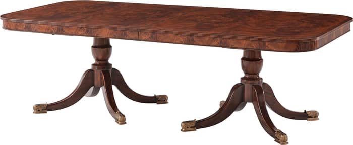 Mahogany Double Pedestal Extendable Dining Table - 96