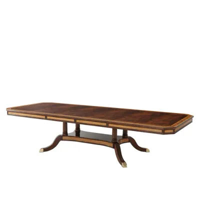 Regency-Style Mahogany Dining Table with Self-Storing Leaves