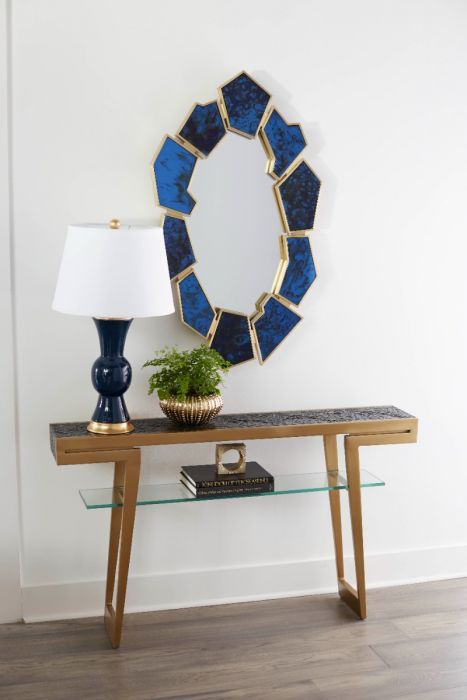 Handmade Antique Midnight Blue Accent Mirror