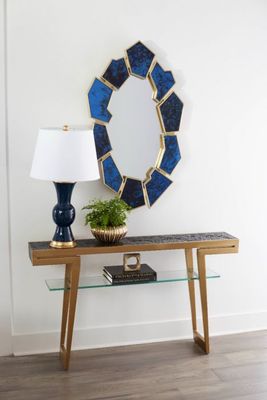 Handmade Antique Midnight Blue Accent Mirror