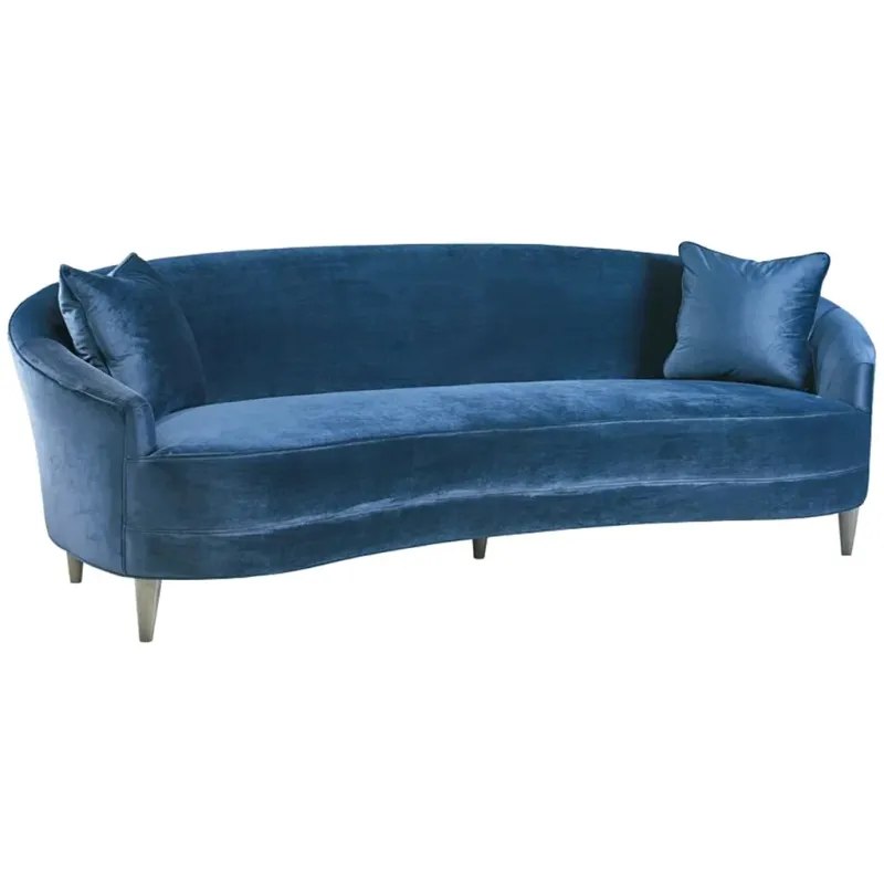 Aurora 99" Modern Curved Sofa in Navy Blue