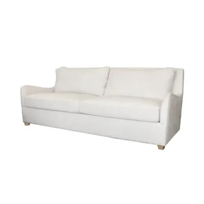 Wingback Upholstered Sofa with Cerused Oak