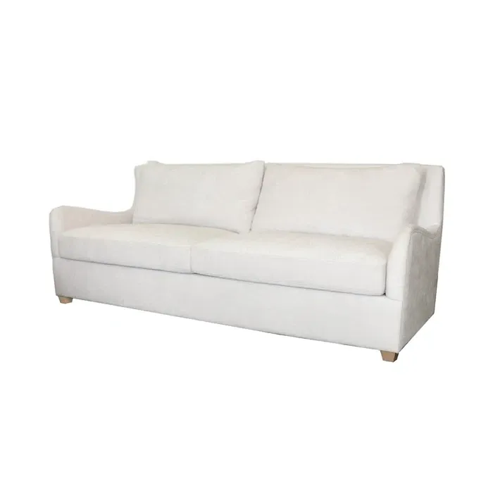 Wingback Upholstered Sofa with Cerused Oak