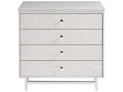 Modern Ivory 2-Drawer Nightstand with Stone Top Modern Ivory 2-Drawer Nightstand with Stone Top