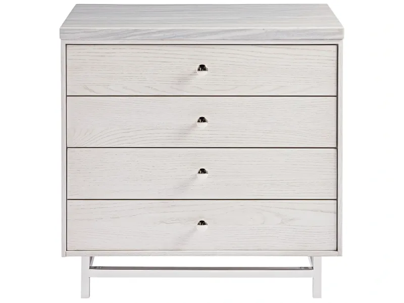 Modern Ivory 2-Drawer Nightstand with Stone Top
