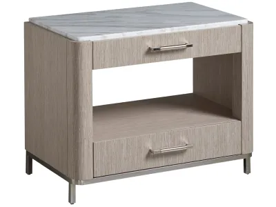Modern Two-Drawer Nightstand with Stone Top Modern Two-Drawer Nightstand with Stone Top