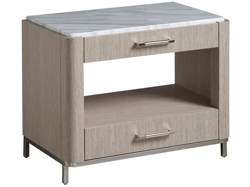 Modern Two-Drawer Nightstand with Stone Top