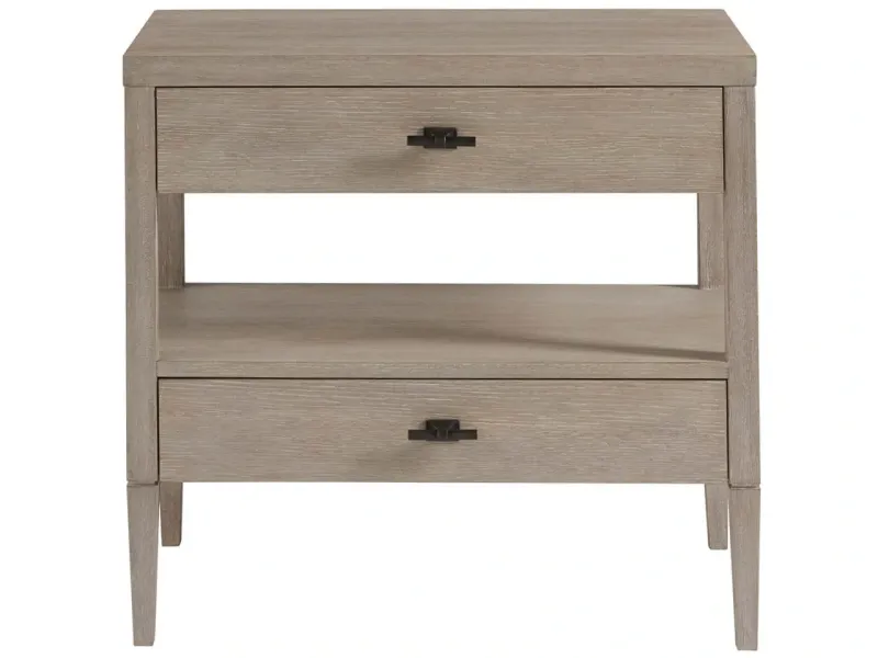 Gray 2-Drawer Nightstand with Open Shelf