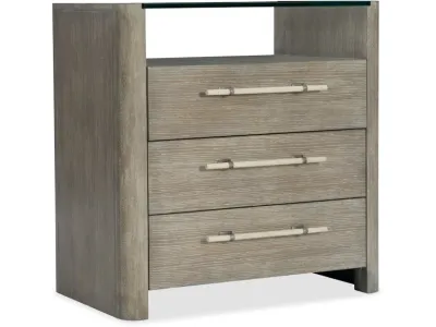 Modern Gray Nightstand with 3 Drawers and Open Shelf Modern Gray Nightstand with 3 Drawers and Open Shelf