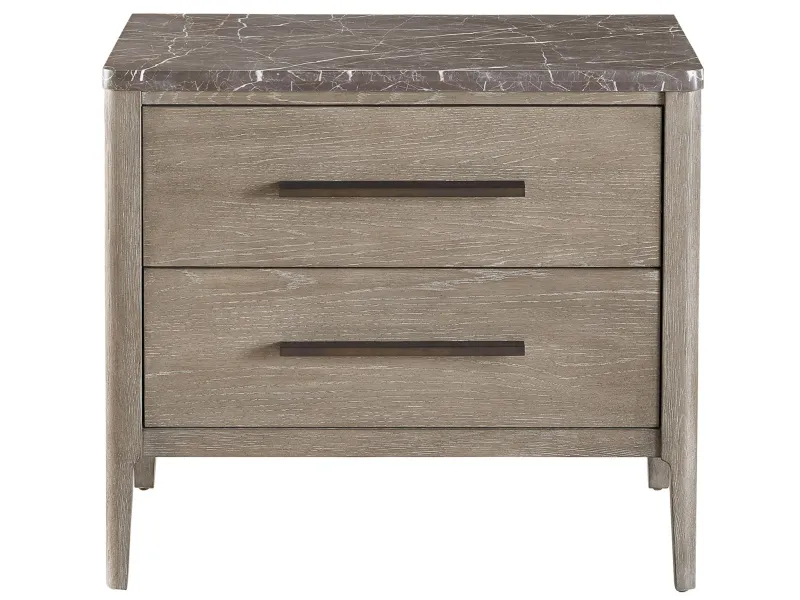 Cerused Oak Nightstand with Stone Top