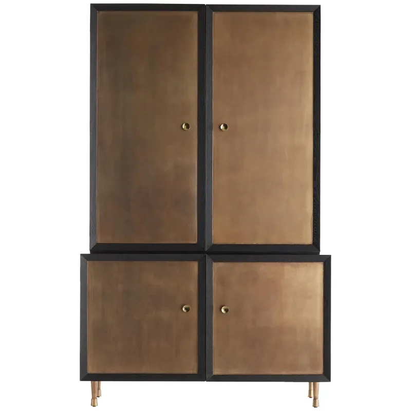 Burnished Gold Leaf Tall Cabinet