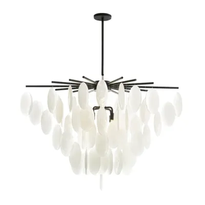 Modern Frosted Seedy Glass Chandelier White Wind Chime Chandelier Indoor
