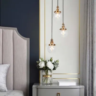 Loram 3-Light Clear Glass Cluster Pendant in Brass
