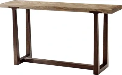 Solid Oak Console Table with Chevron Top