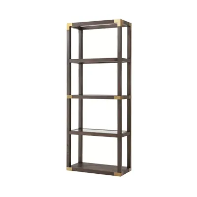 Beech/Brushed Brass Etagere Bookcase