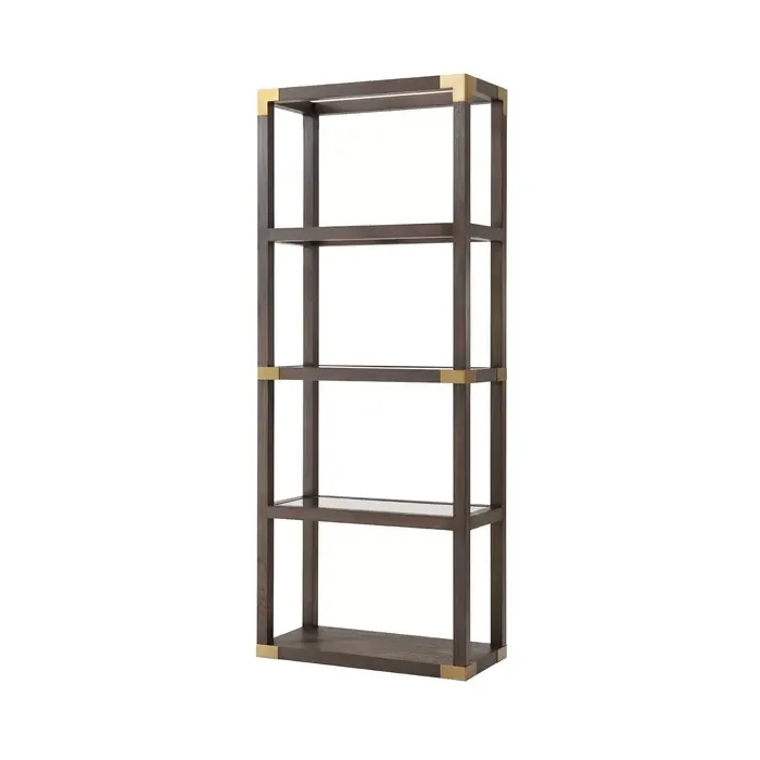 Beech/Brushed Brass Etagere Bookcase