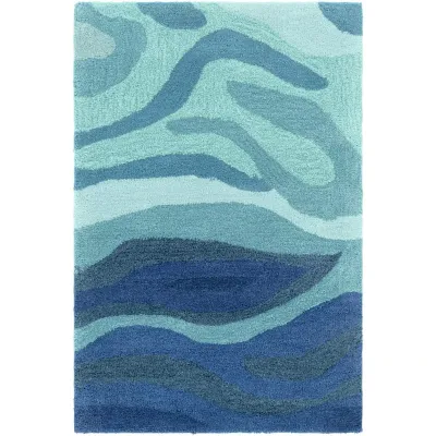 Pigments of Blue Hand-Tufted Rectangle Area Rug, 6'x9'