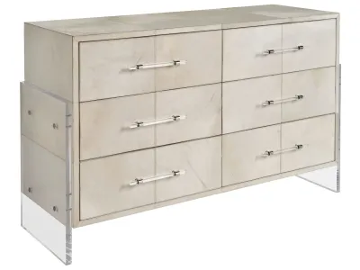 Modern 6-Drawer Acrylic and Hair-on-Hide Dresser