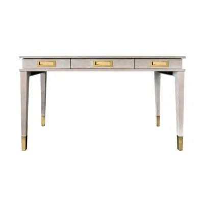 Cerused Oak Desk with Antique Brass Details